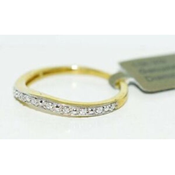 Genuine 0.27 Cts Diamond Wedding Ring 10K Yellow Gold - Made in USA - NWT